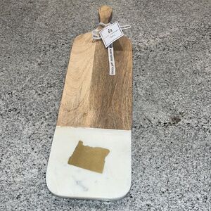 Mary Square “State of Oregon" wooden marble kitchen charcuterie cutting board